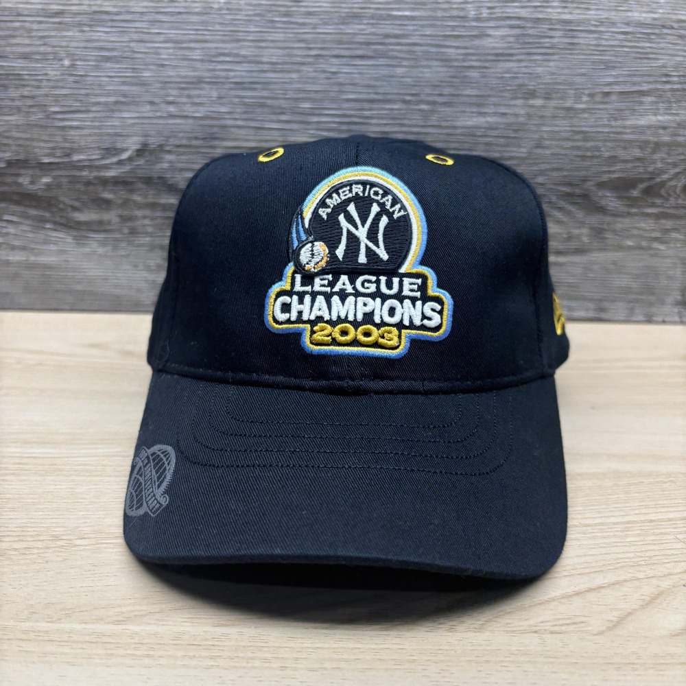 Vintage New York Yankees Hat Cap Strap Back Black MLB AL Champions 2003 New Era